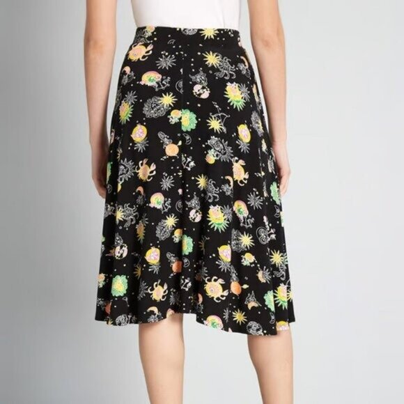 Modcloth Excellence Attained Knit A-Line Skirt S NEW Black Astrology Zodiac - Picture 2 of 6